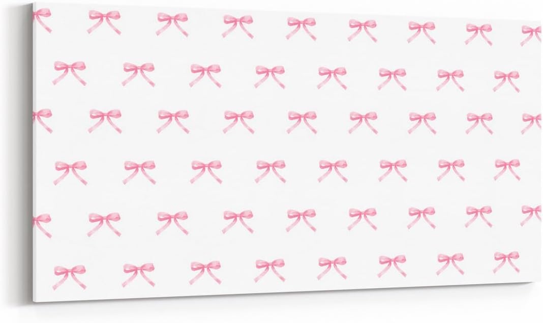 Erosebridal Pink Bow Large Wall Decor 58'x29' Cartoon Bowknot Butterfly Knot Princess Bathroom Wall Art | Dreamy Watercolor Bow Tie Artwork Posters Ribbons Poster Print