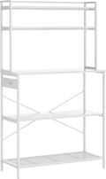 Havemies Coffee Bar Station with Electrical Outlets - Large 5-Tier Bakers Rack Holds Microwave & Coffee Maker, Creates a Dedicated Beverage Center in Any Kitchen (White)
