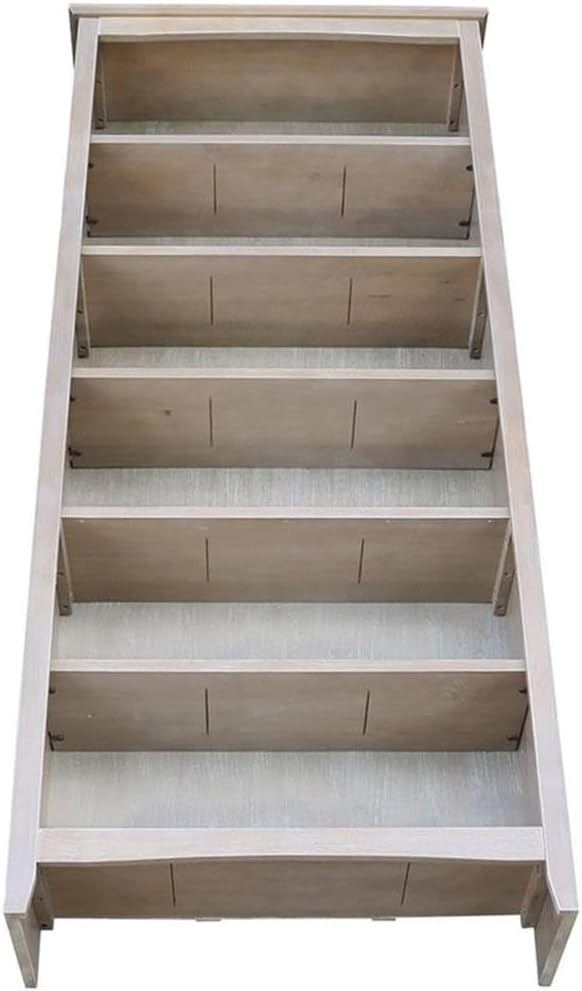Shaker Solid Wood Bookcase, 72' High, Washed Gray Taupe