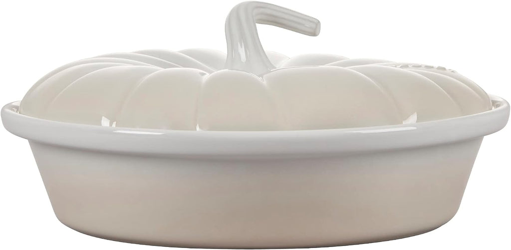 Le Creuset Stoneware Figural Pumpkin Baker with Lid, 9', Meringue