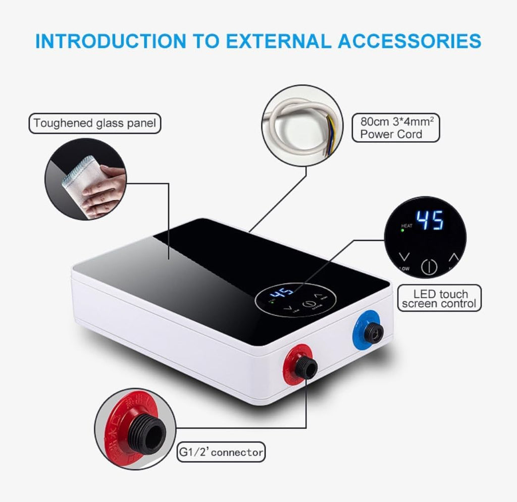 Electric Instant Hot Water Heater Shower Electric Tankless Shower Hot Water Faucet Kitchen Bathroom Instantaneous Water Heater Tap