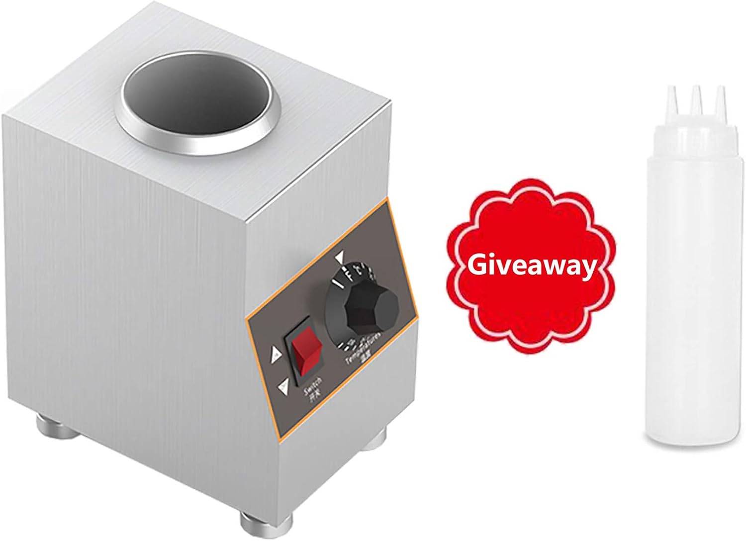 Electric Cheese Sauce Warmer Hot Fudge Warmer Dispenser Nacho Cheese Dispenser Jam Heat Preservation Machine with 650ml Bottle, 30-85℃ Adjustable (1grid)