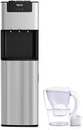 VECYS Self-Cleaning Bottom Loading Water Dispenser with Pitcher, 3-5 Gallon Water Cooler, 304 Stainless Steel Reservoirs & Intake Tube, Hot Cold Room Temperature, Child Safety Lock, UL/ETL Certified