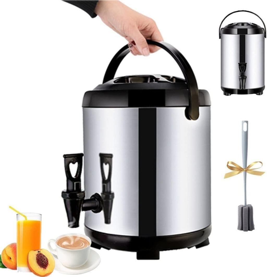 Hot Water Dispenser Kettle 6L Stainless Steel Insulated Barrel with Spigot for Coffee Urn, Milk Tea, and More Boiler Warmer Beverage Bucket with Cover