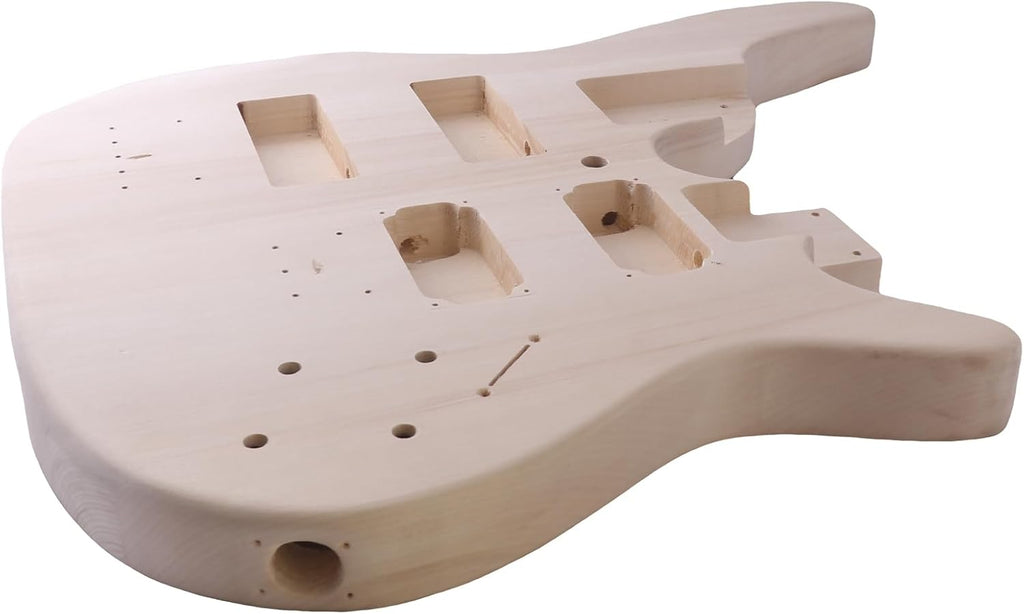 Double Neck DIY Electric Guitar and Bass Kit 6 String and 4 String Guitar Kit with Basswood Body Hard Maple Neck Engineered Fretboard Chrome Hardware Build Your Own Bass and Guitar.