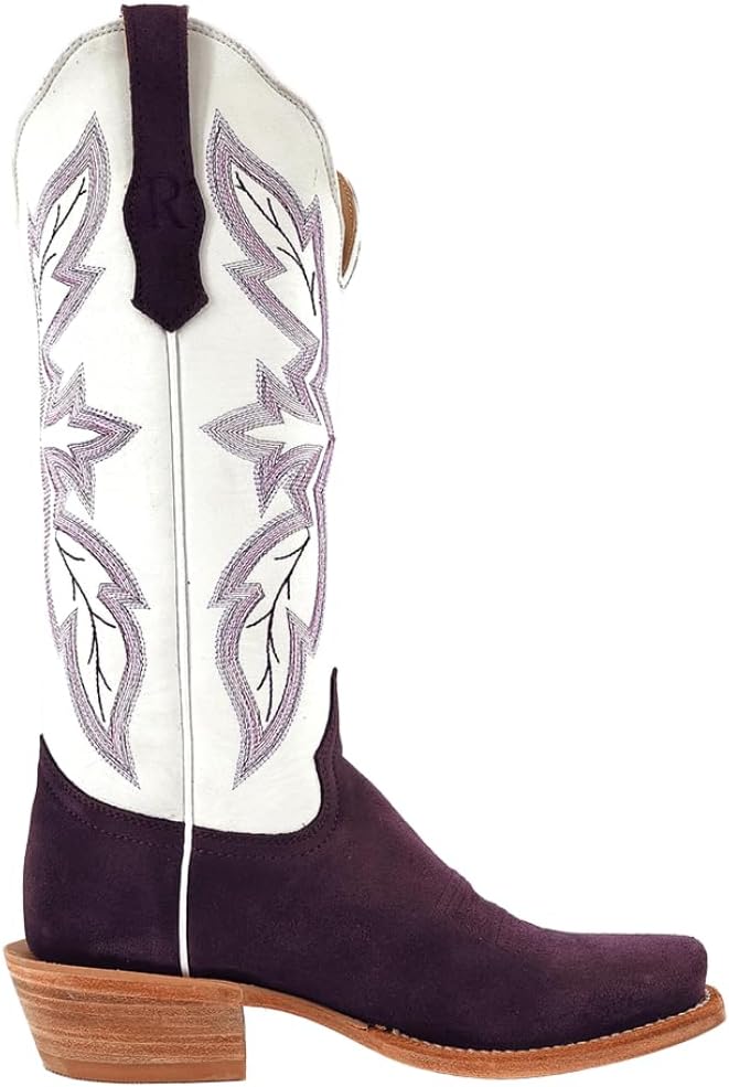 R. Watson Boots Womens Roughout Narrow Square Toe Cowboy Heel Leather Boot