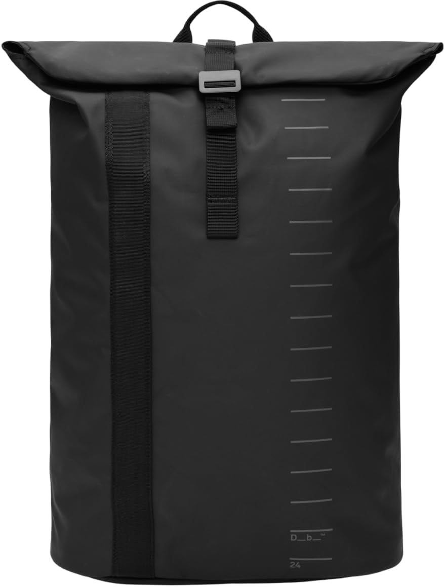 Db Journey Essential Backpack - Minimalist Rolltop Backpack with Laptop Compartment for Work & Gym, Lightweight Travel Backpack with Luggage Attachment, Water Bottle Pocket, 24L - Black Out