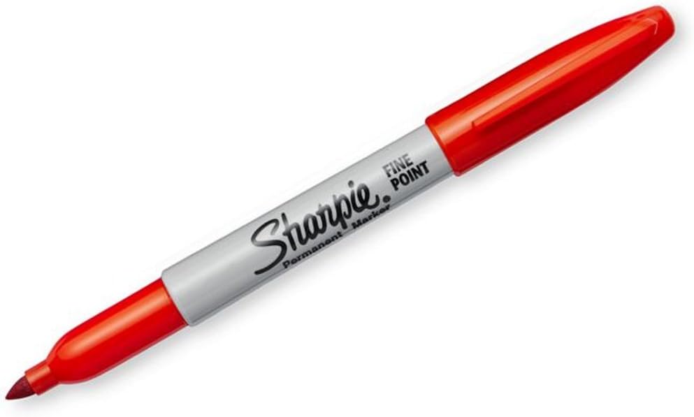Sharpie 30002 Fine Point Permanent Marker, Marks On Paper and Plastic, Resist Fading and Water, AP Certified, Red Color, Case of 24 Dozens