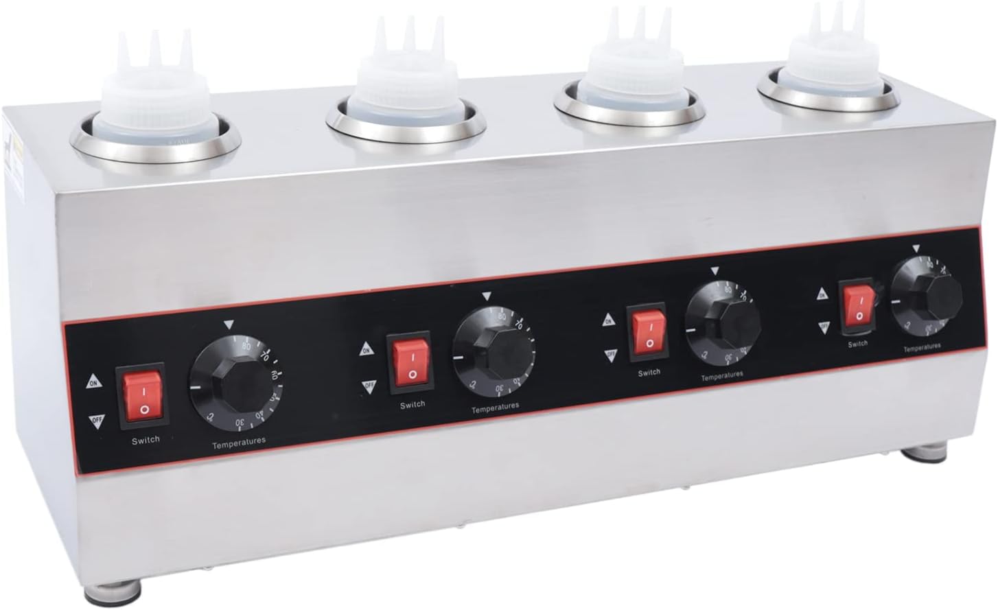Commercial Electric Sauce Warmer, Cheese Sauce Warmer Dispenser with Adjustable Temperature and Independent Control Hot Fudge Warmer for Cheese Hot Fudge Caramel Chili Curry Chocolate Butter Cheese