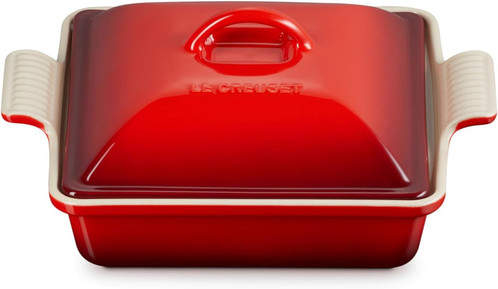 Le Creuset Stoneware Heritage Shallow Square Casserole, 2qt. (9'), Cerise