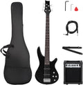 Ktaxon Electric Bass Guitar 5 String Bass Guitar with 20 Watt Amplifier, JB Type Pickup, Naturally air-dried Maple Neck, Rosewood Fretboard, Basswood Body(Black)