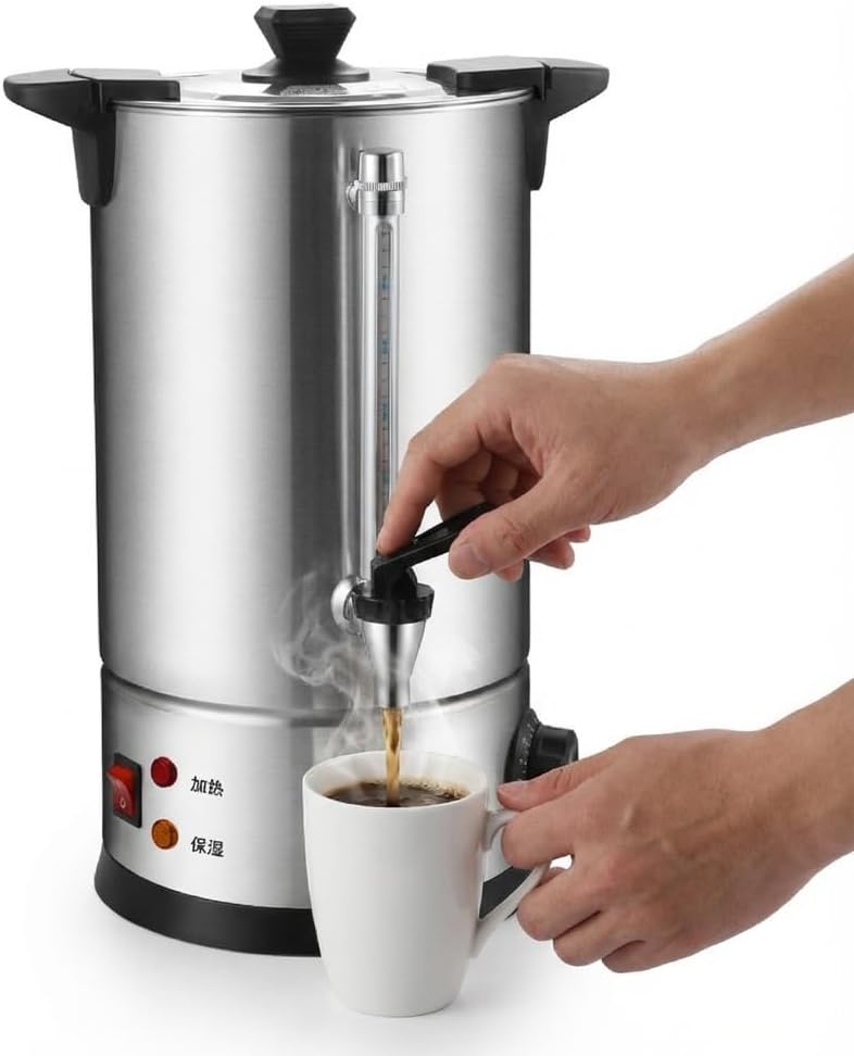100 Cup Hot Water Urn, 15 L/3.96 gal Commercial Electric Water Boiler and Warmer, Stainless Steel Instant Hot Water Dispenser with Adjustable Temp for Office & Catering,8L/2.11gal,A