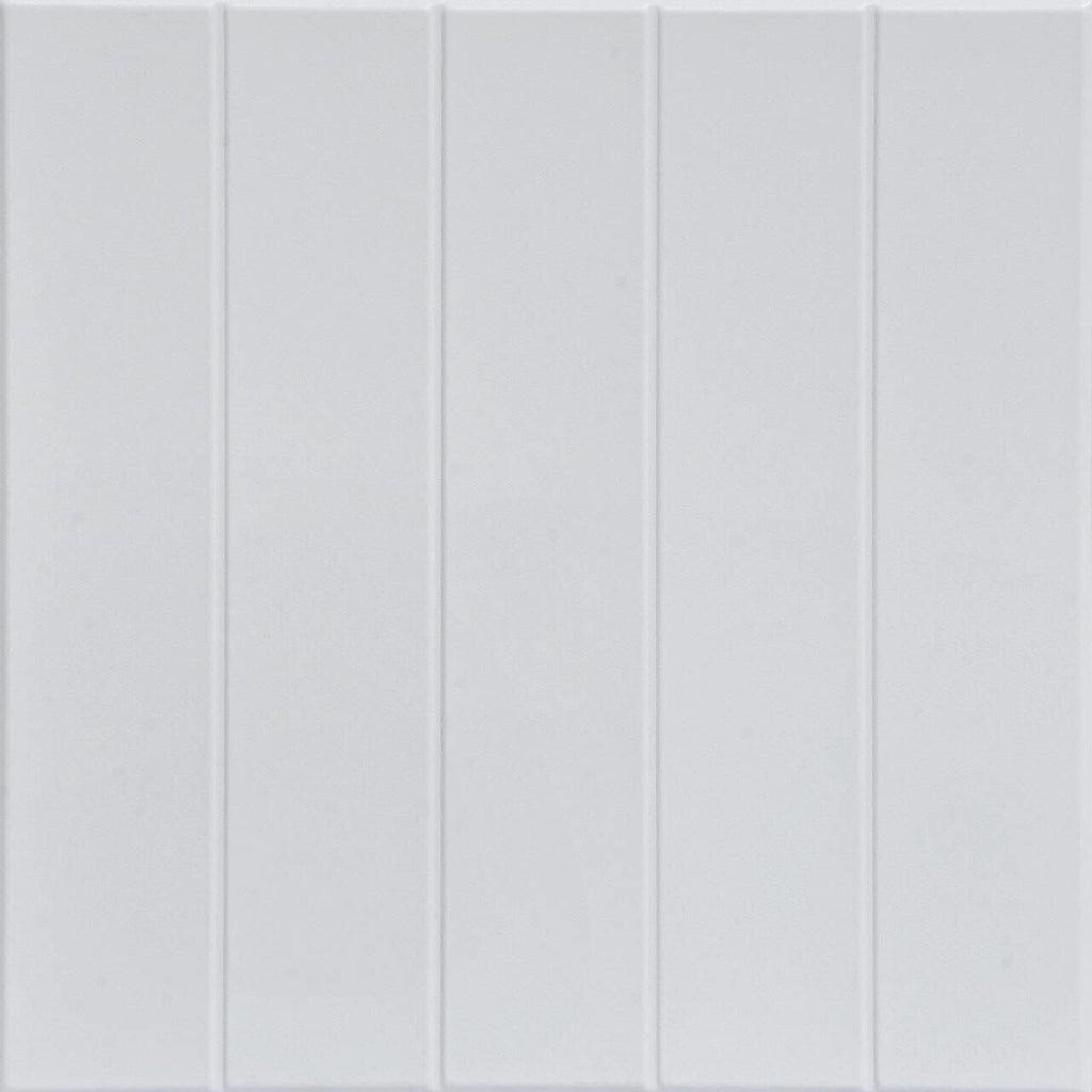 À LA MAISON CEILINGS R104 Bead Board Foam Glue-Up Ceiling Tile (128 Sq. Ft./Case), Pack of 48, Ultra Pure White - Satin (Behr)