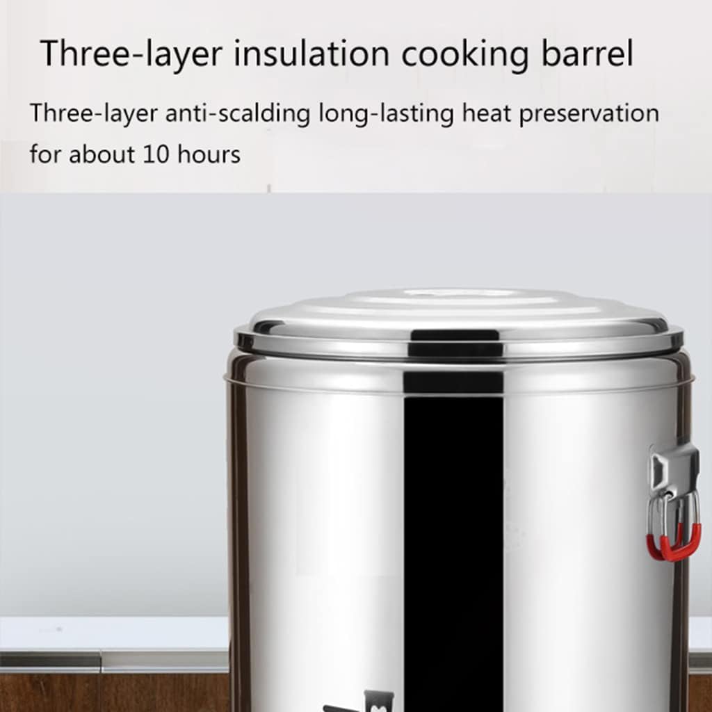 Commercial Electric Insulated Stainless Steel Beverage Dispenser, 30L Catering Urn with Faucet, Hot Water Insulation Barrel for Restaurants and Shops