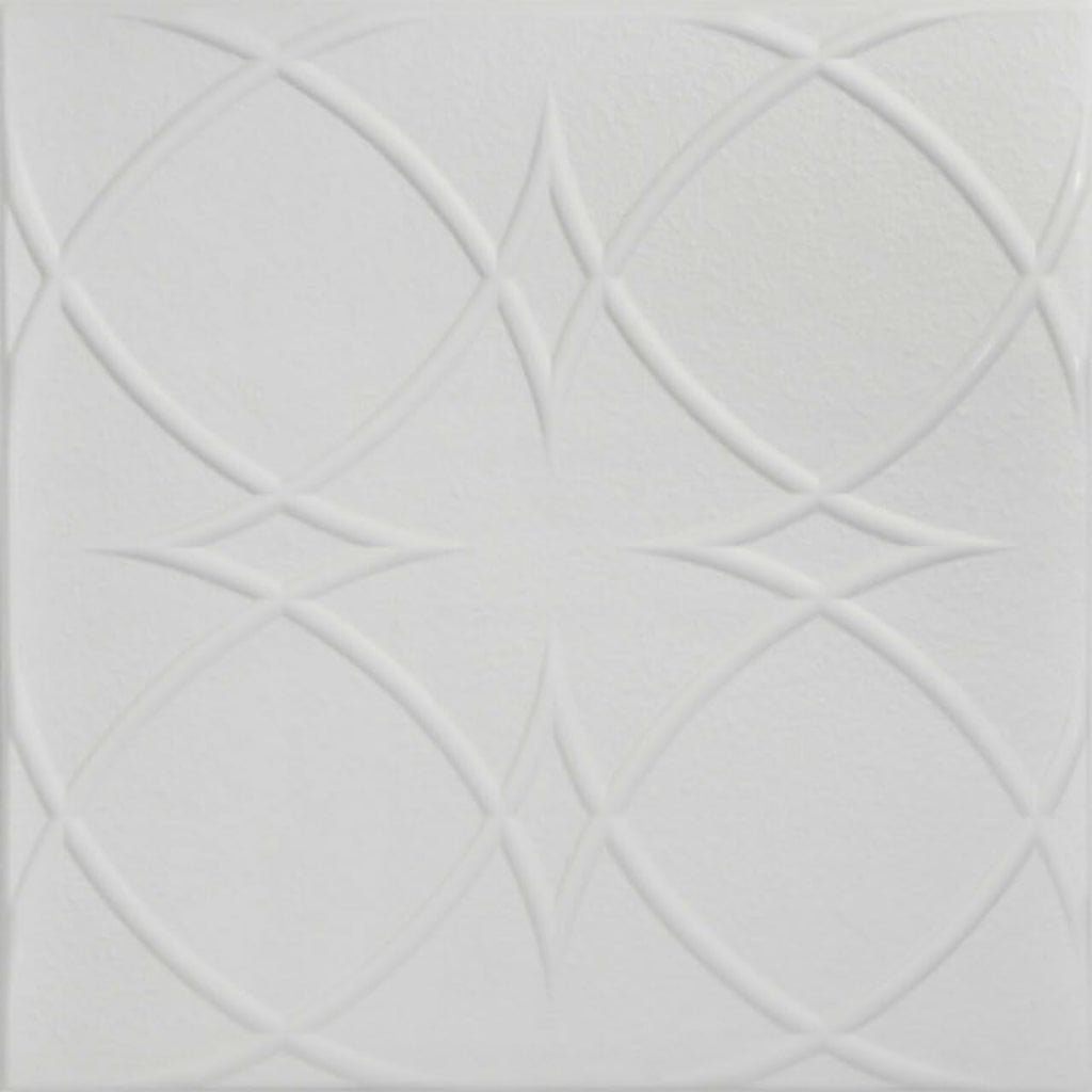 À LA MAISON CEILINGS R82 Circles and Stars Foam Glue-up Ceiling Tile (128 sq. ft./Case), Pack of 48, Dove White