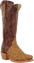 R. Watson Boots Women's Antique Saddle Full Quill Ostrich 14in Cognac Top