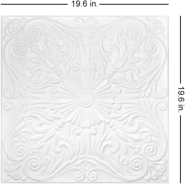 À LA MAISON CEILINGS R139 Spanish Silver Foam Glue-Up Ceiling Tile (128 Sq. Ft./Case), Pack of 48, Ultra Pure White - Satin (Behr)