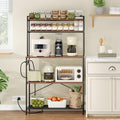 Multi-Functional 5-Tier Bakers Rack with Electrical Outlets & Microwave Stand, Kitchen Storage Shelf, Coffee Bar Station, Counter Space Organizer Kitchen Organizer Shelf for Dorm (Walnut)