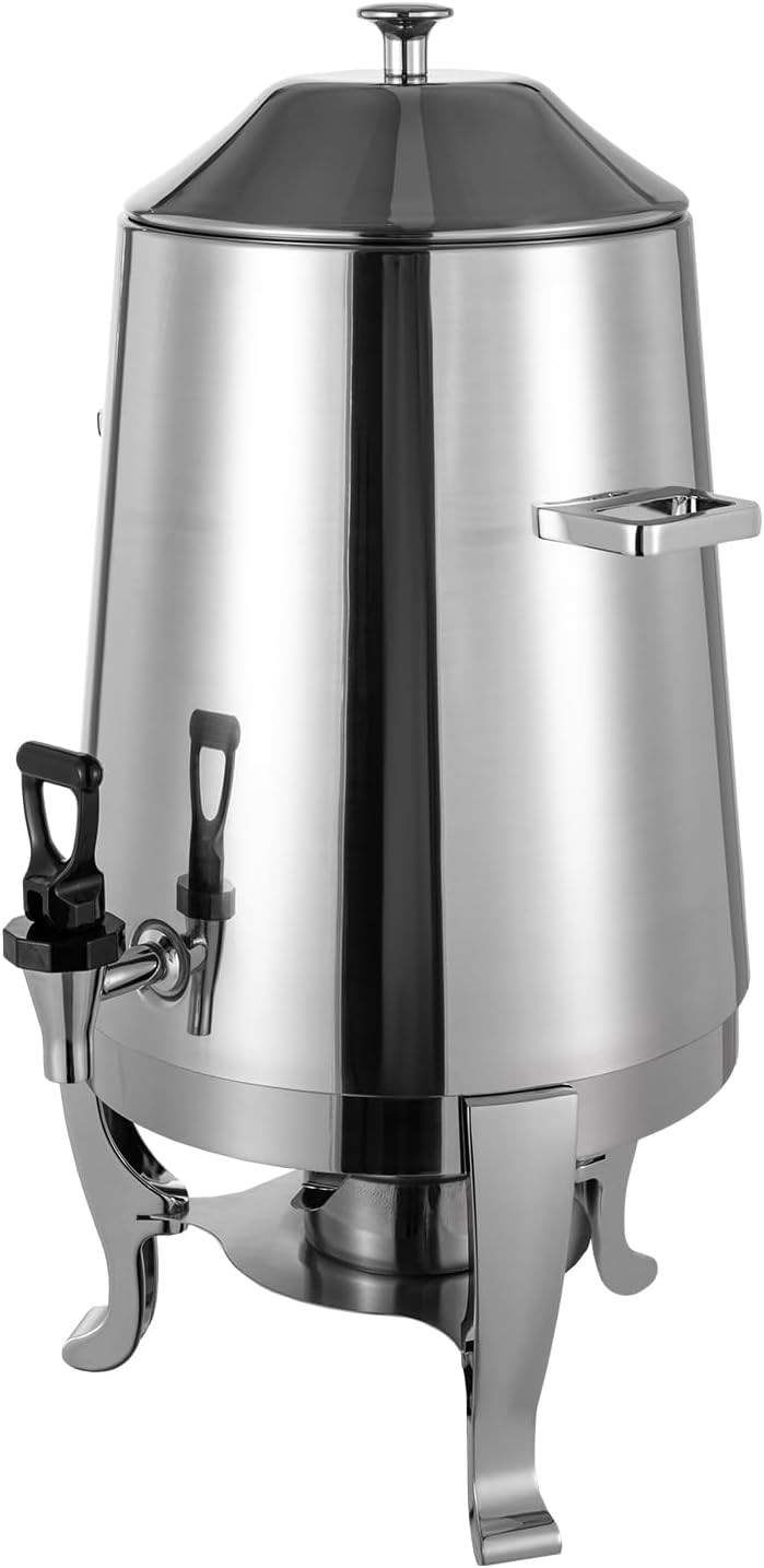 13L/3.5 Gallon Stainless Steel Coffee Urn, Hot Beverage Dispenser Can with Fuel Tray Holder, Insulated Drink Dispenser with Faucet for Hot and Cold Drinks, Party Catering Events (Fuel Heating)