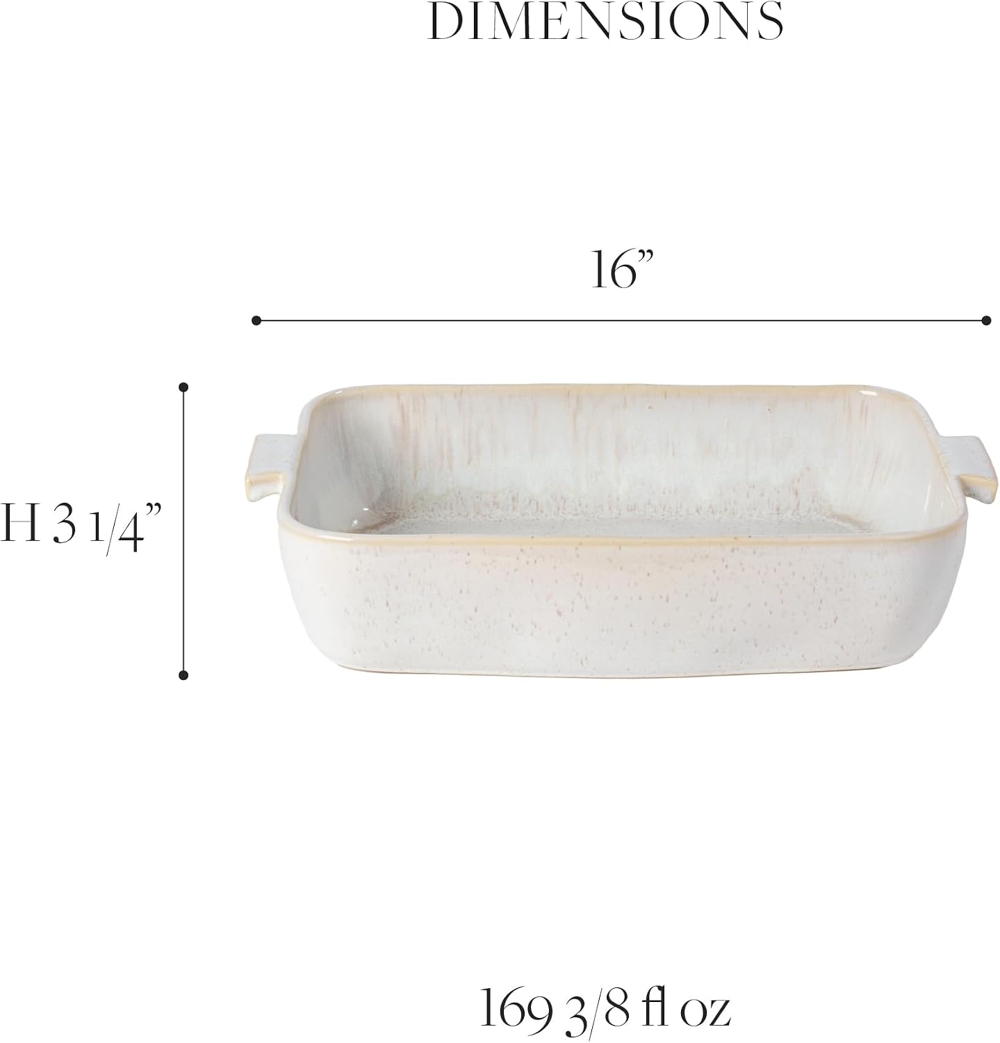 Casafina Ceramic 16' x 10.75' Rectangular Baker - Eivissa Collection, Sand Beige | Oven & Dishwasher Safe Bakeware | Food Safe Glazing | Restaurant Quality Dinnerware