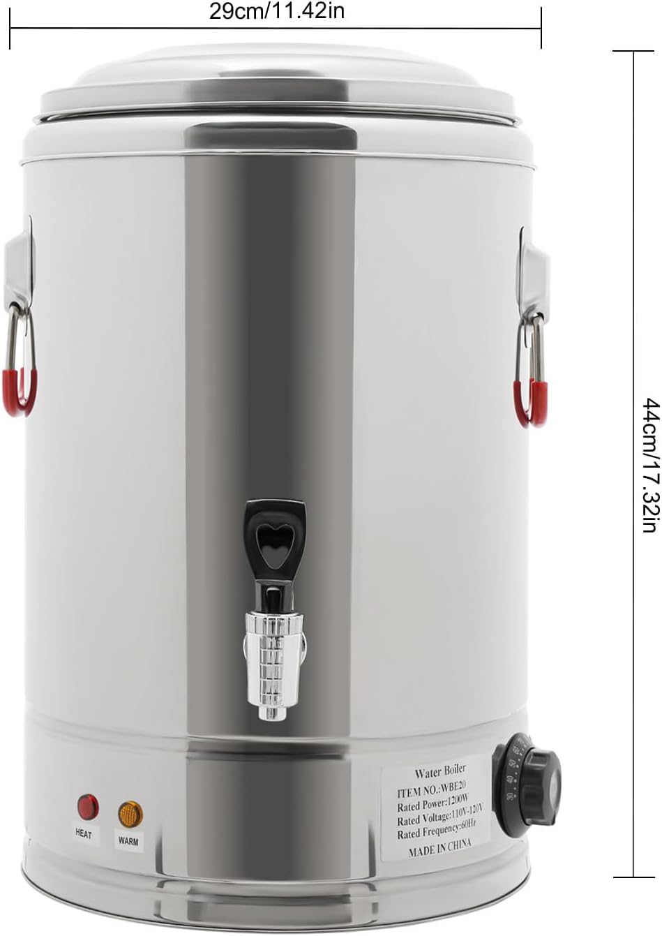 20L Hot Beverage Dispenser 110V with Spigot, Stainless Steel Electric Hot Water Boiler, Insulated Beverage Dispenser for Coffee Tea Milk, Commercial Grade Drink Urn, US Plug, Keep Warm Function