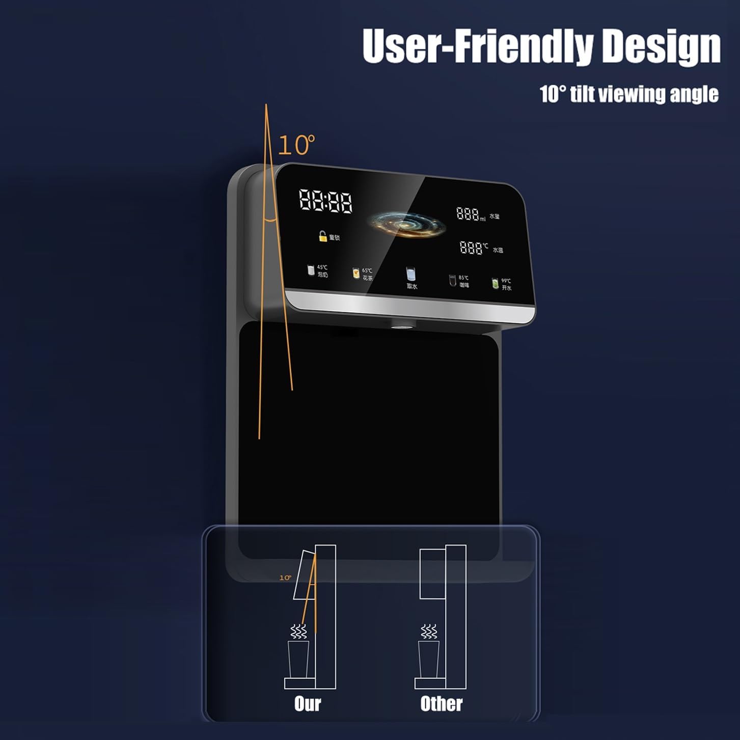 Wall Mounted Instant Heat Water Dispenser, Dual Temperature Control Intelligent Drinking Water Dispenser, for Rapid Heating with Touch Screen, Temperature Adjustment, for House Hold/Office