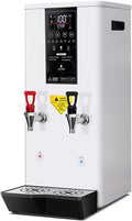Hot & Cold Water Faucet Commercial,50L/H Electric Water Boiler, Dispenser Stainless Steel Liner and LCD Display (White 110V)