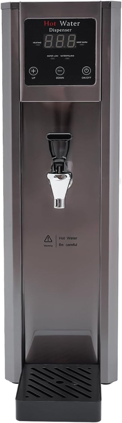 Hot Water Dispenser 10L/2.64 Gal Commercial Hot Water Machine 1800W Electric Water Boiler Warmer with Inlet Pipe Commercial Water Boiler for Cafe, Milk Tea Shop, Restaurant
