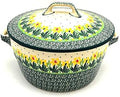 Polish Pottery Baker - Round Covered Casserole - Daffodil