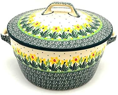 Polish Pottery Baker - Round Covered Casserole - Daffodil