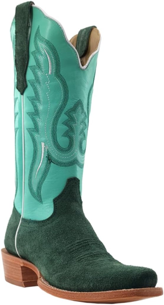 R. Watson Boots Womens Roughout Narrow Square Toe Cowboy Heel Leather Boot