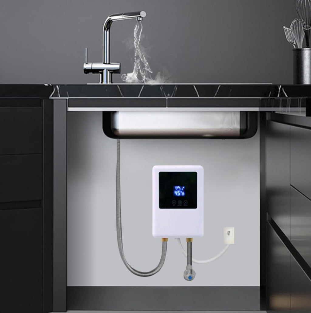 Electric Instant Hot Water Heater Shower Electric Tankless Shower Hot Water Faucet Kitchen Bathroom Instantaneous Water Heater Tap Hose Bracket for Bathroom