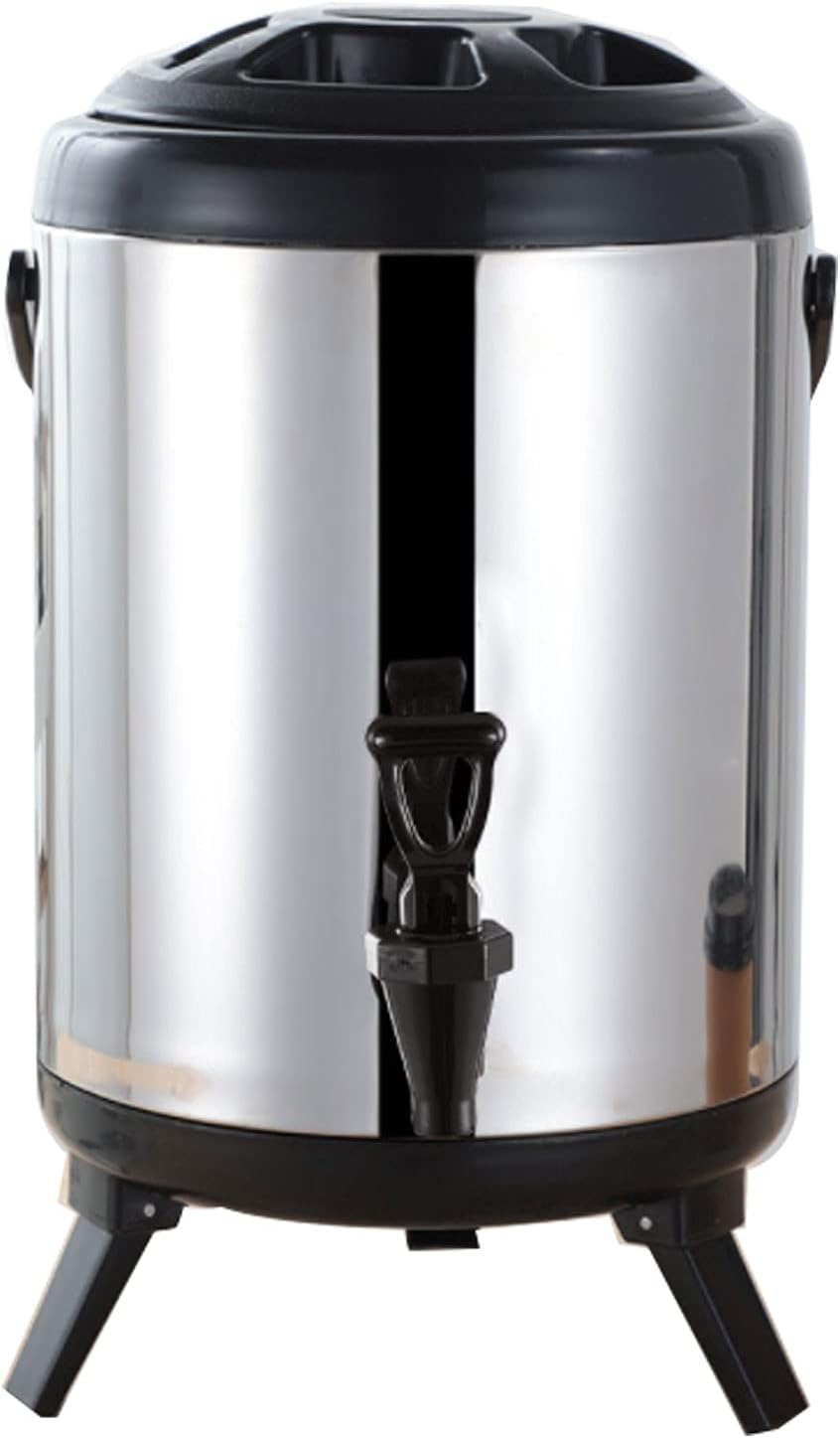 Drink Dispenser Thermal Beverage Dispenser with Tap and Stand, 304 Stainless Steel Urn for Hot Water Coffee Milk Tea, Double Insulation Container Keep The Temperature for 6-8 Hours for Parties