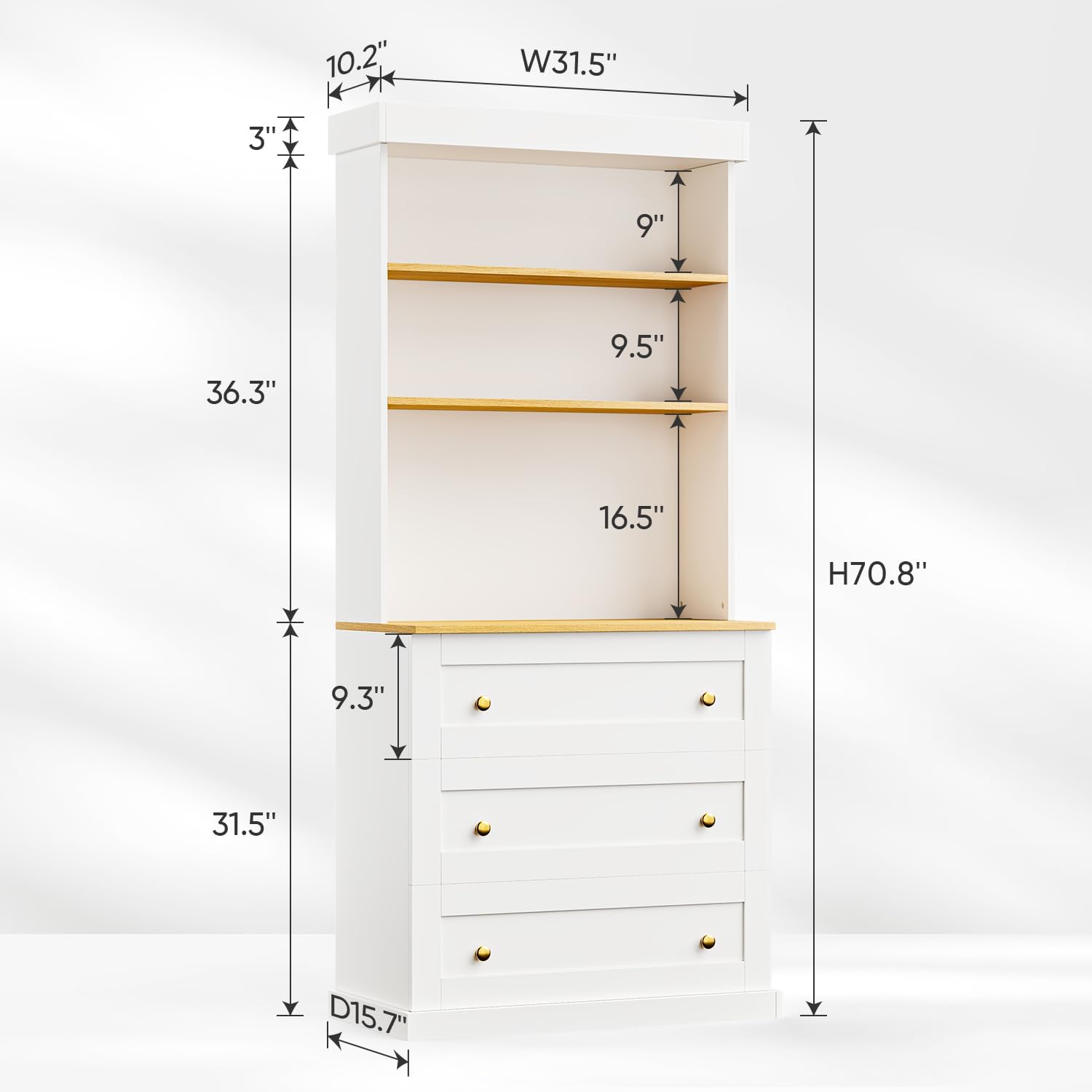 ivaniti 71' Tall Farmhouse Kitchen Pantry, Large Storage Cabinet with Drawers, Freestanding Coffee Bar Hutch with Microwave Stand, Adjustable Shelves for Kitchen, Living Room, White 2 Pcs