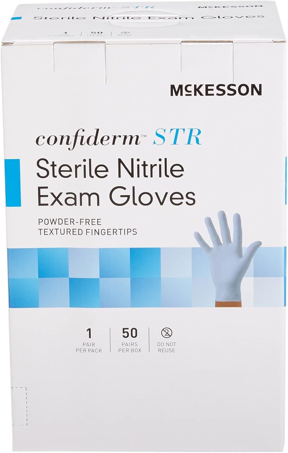 McKesson Confiderm STR Disposable Sterile Pair Nitrile Exam Glove Standard Cuff Length