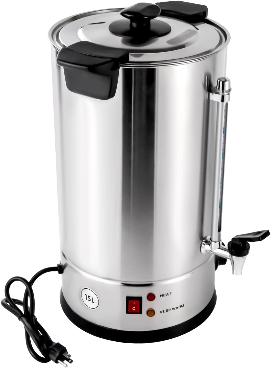 Large Coffee Dispenser, Automatic Hot Water Dispenser, Tea Dispenser, Commercial Grade Stainless Steel Coffee Urn, for Home, Party, (15L)
