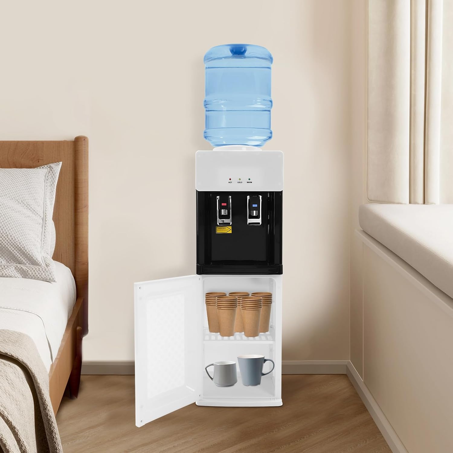 Standing Hot & Cold Water Cooler Dispenser, 5Gal Top Loading Electric Heater/Cooler with Child Lock for Home, Office, Gym, Kitchen