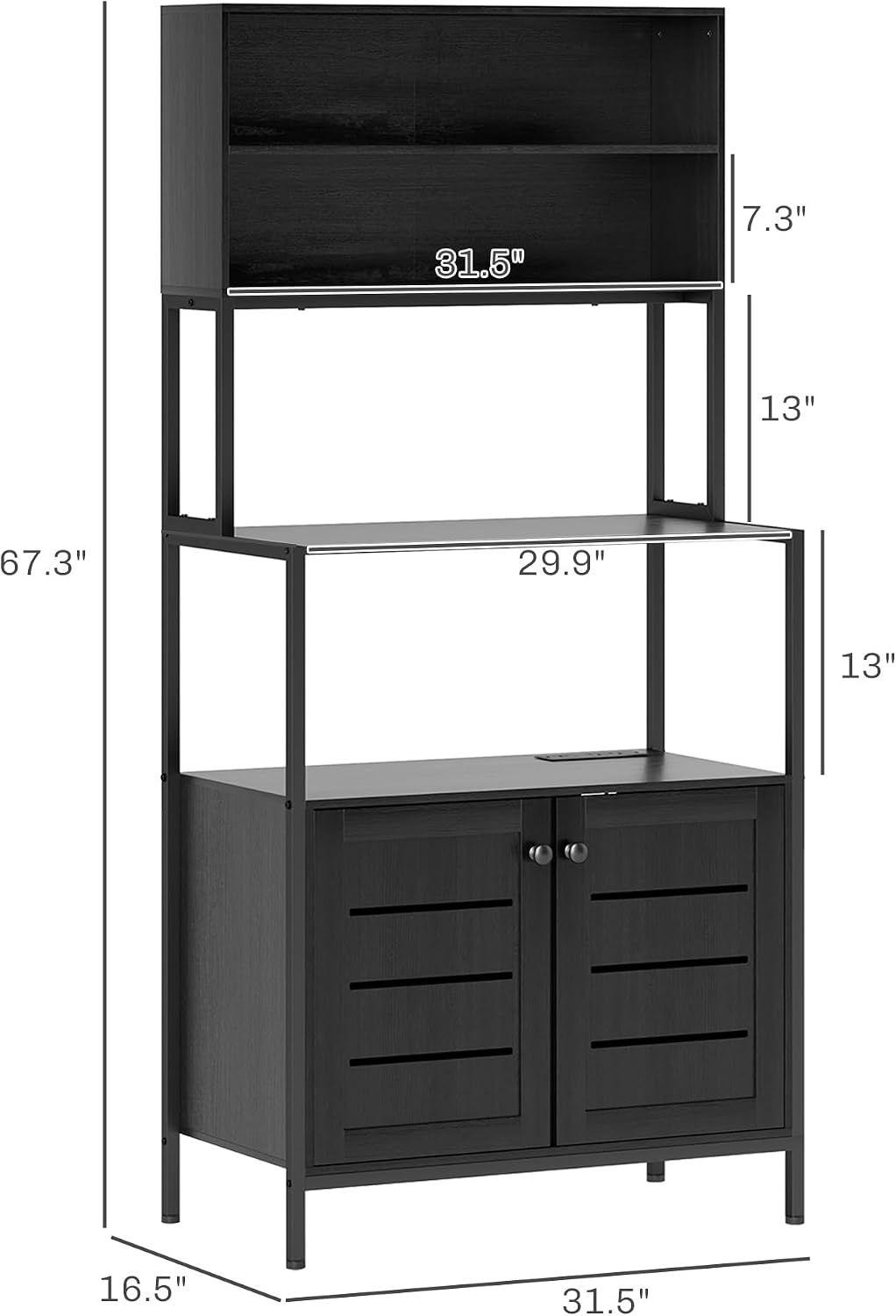 Convenient Coffee Station,Rack with Power Outlet and Storage Shelves
