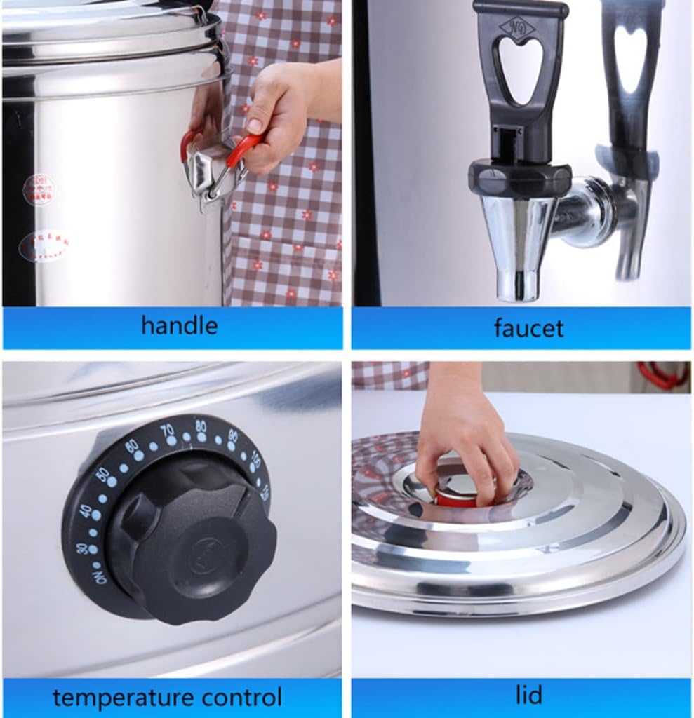 30L Commercial Electric Insulated Stainless Steel Catering Urn - Hot Water Beverage Dispenser with Faucet, Ideal for Restaurants & Shops, Durable Thermal Insulation