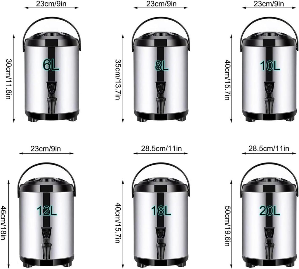 20l Stainless Steel Catering Urn, Insulated Hot Water Dispenser with Faucet, Ideal for Beverage and Milk Tea, Perfect for Events and Parties 20L