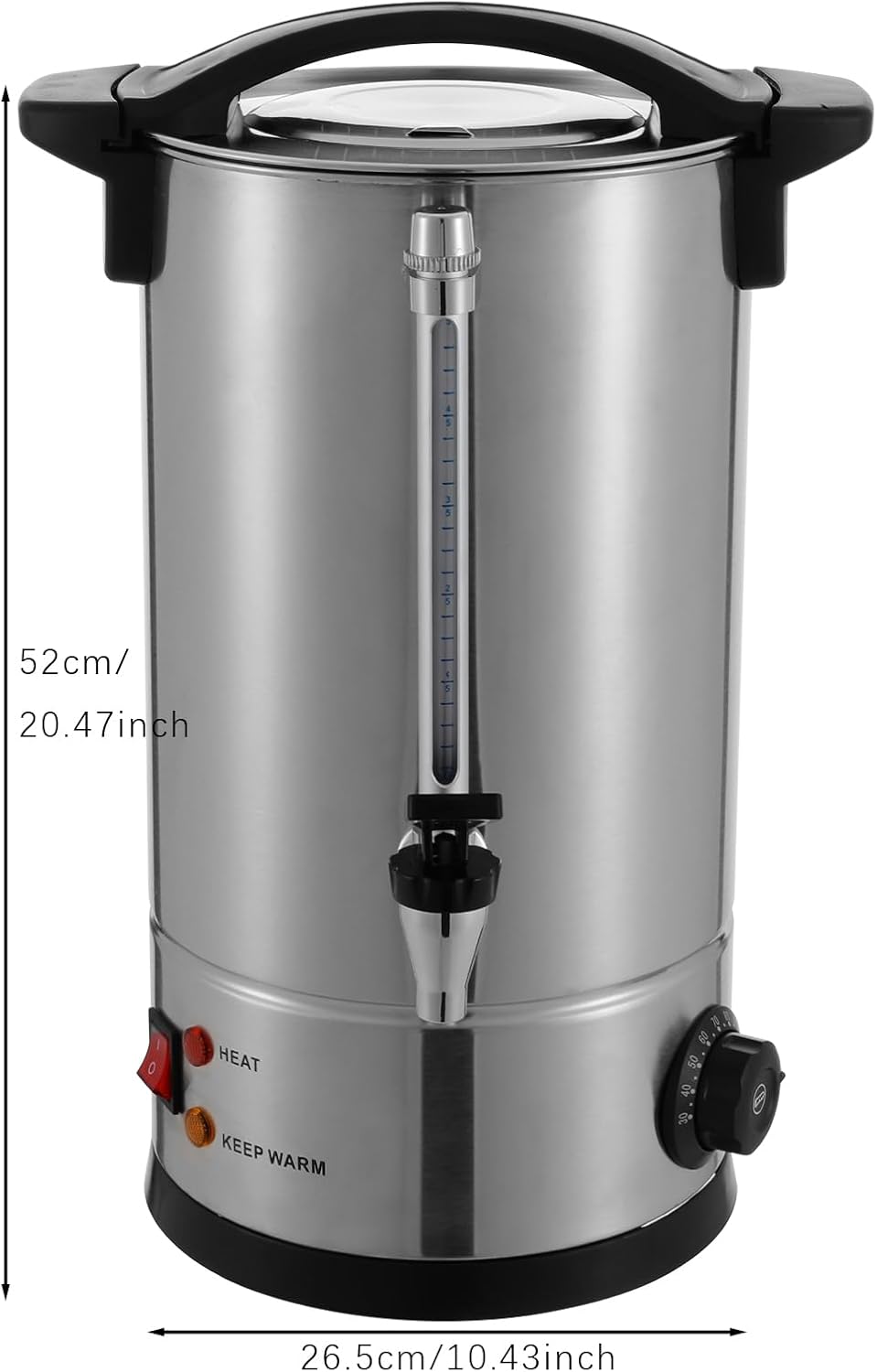 125-Cup Commercial Coffee Urn, 25L / 6.6Gal 304 Stainless Steel Electric Coffee Maker with Temperature Control (86-230°F), 950W Fast Brew Hot Water Dispenser for Catering, Parties & Office Use, Silver