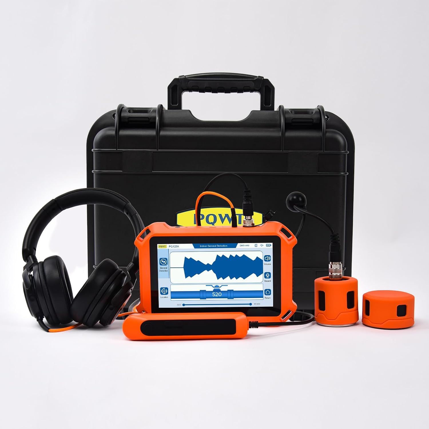 Underground Water Leak Detectors for Home PQ125A Wall Pipe Water Leakage Detection with Touchscreen Earphone and Carrying Case Multi Sensor Acoustic Pipeline Sound Intensifier