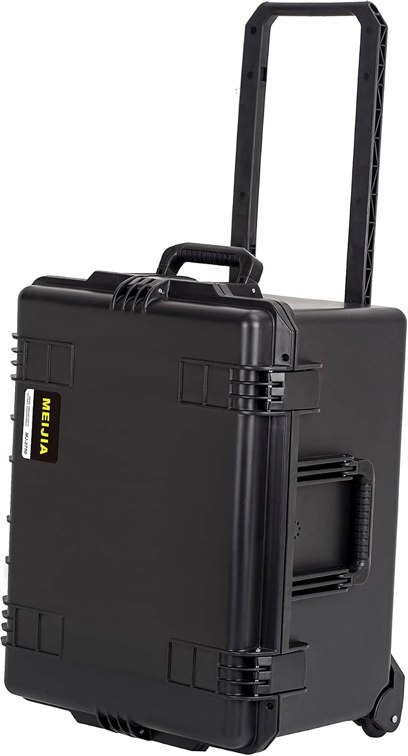 MEIJIA Portable All Weather Waterproof Rolling Hard Camera Case with Customizable Fit Foam and Wheels, 24.6'X19.7'X14.4',Elegant Black