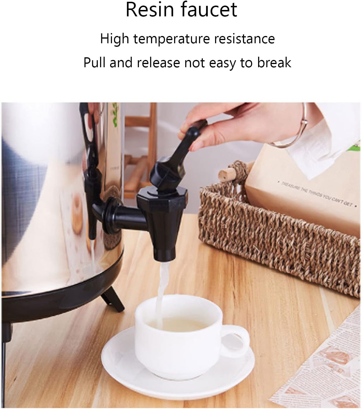 Drink Dispenser Thermal Beverage Dispenser with Tap and Stand, 304 Stainless Steel Urn for Hot Water Coffee Milk Tea, Double Insulation Container Keep The Temperature for 6-8 Hours for Parties