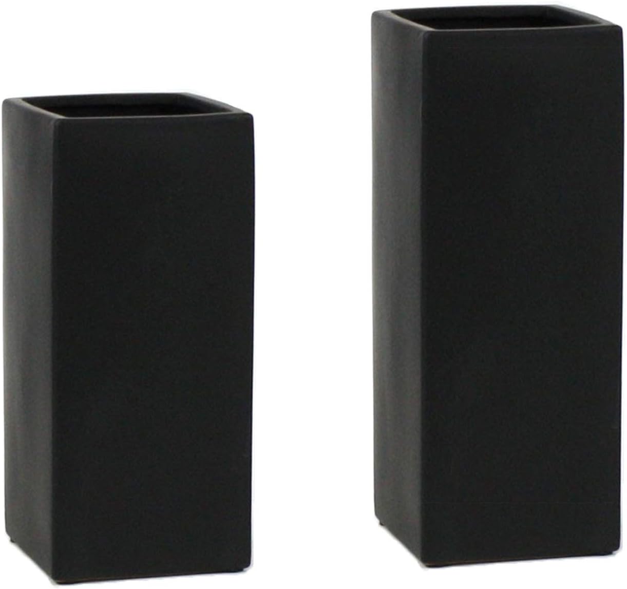 WGV Ceramic Block Vase Bulk, 5' W x 12' H, (Multiple Size/Color Choices) Matte Tall Square Flower Planter Pot, Accents Home Office Tabletop Decor, Ideal Gifts Black 6 Pieces (CSB0512BK)