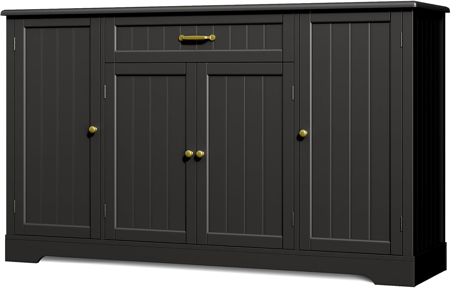 Gizoon 56' Kitchen Coffee Bar Cabinet with Storage Kitchen Sideboard Buffet Cabinet with Drawers, Short Pantry with Door and Shelves for Bathroom and Living Room, Black