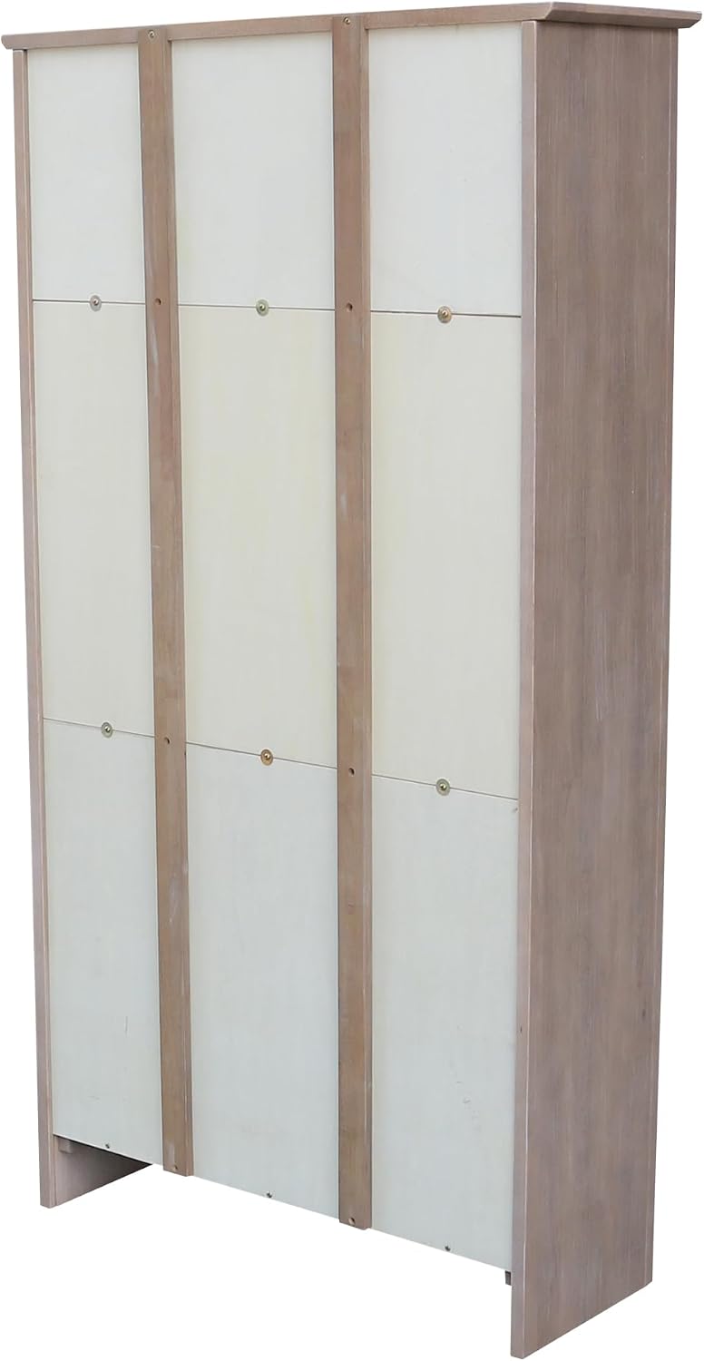 Shaker Solid Wood Bookcase, 60' High, Washed Gray Taupe