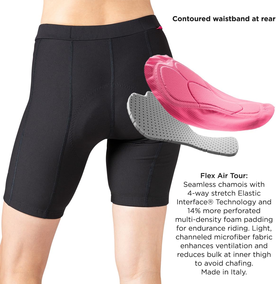 Terry Touring Bike Short Regular 8' Long Womens Padded Cycling Shorts for Women Compression Pockets Leg Grippers