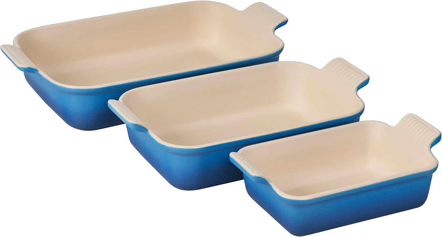 Le Creuset Stoneware Heritage 3-Piece Rectangular Baking Dish Set, Marseille
