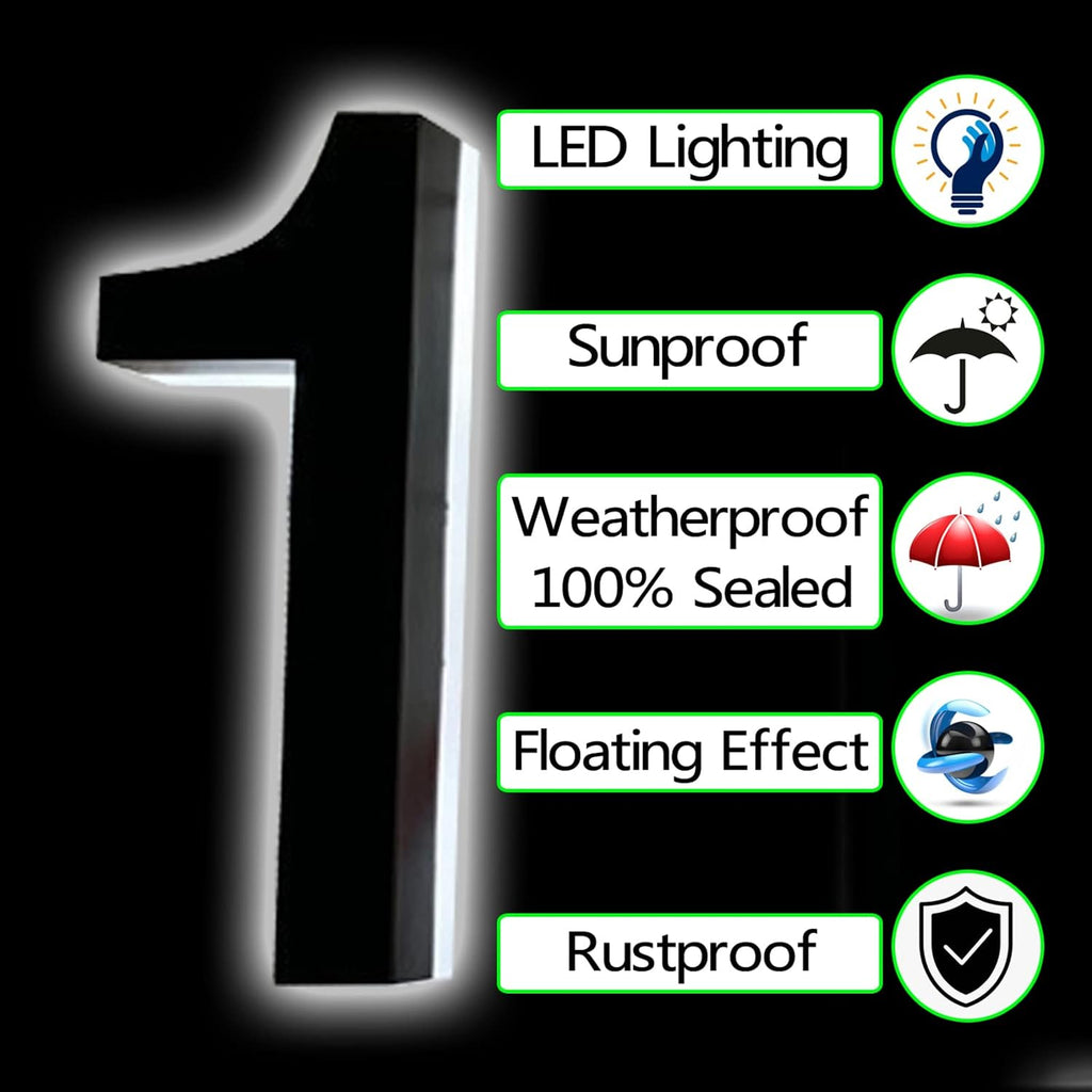 Illuminated House Numbers Modern, 16' Backlit LED House Numbers Plaque For Outside, Light Up LED Address Numbers For House, White Light,B